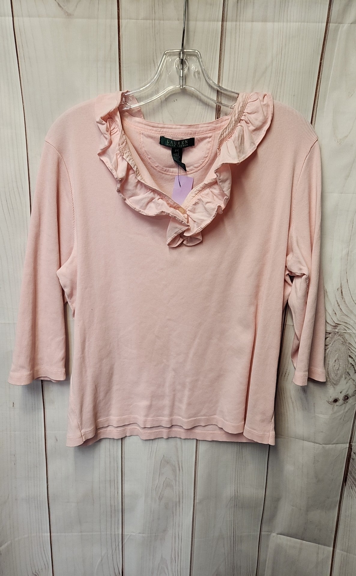 Lauren by Ralph Lauren Women's Size 2X Pale Pink 3/4 Sleeve Top