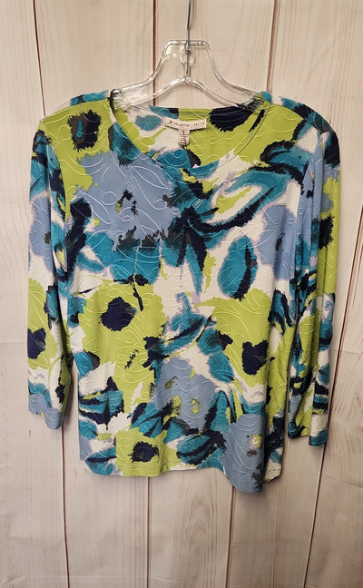 JM Collection Women's Size M Green 3/4 Sleeve Top