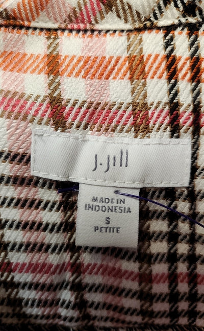 NWT J Jill Women's Size S Petite Black & Pink Long Sleeve Top