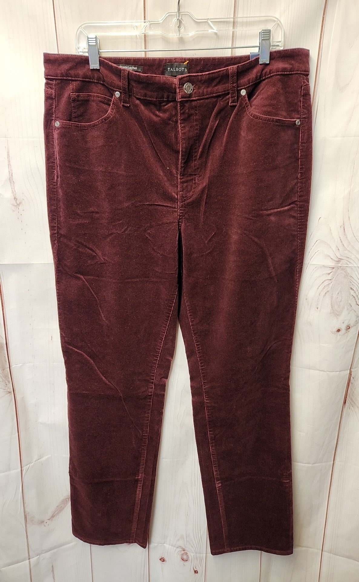 NWT Talbots Women's Size 14 Maroon Corduroy Straight Leg Pants