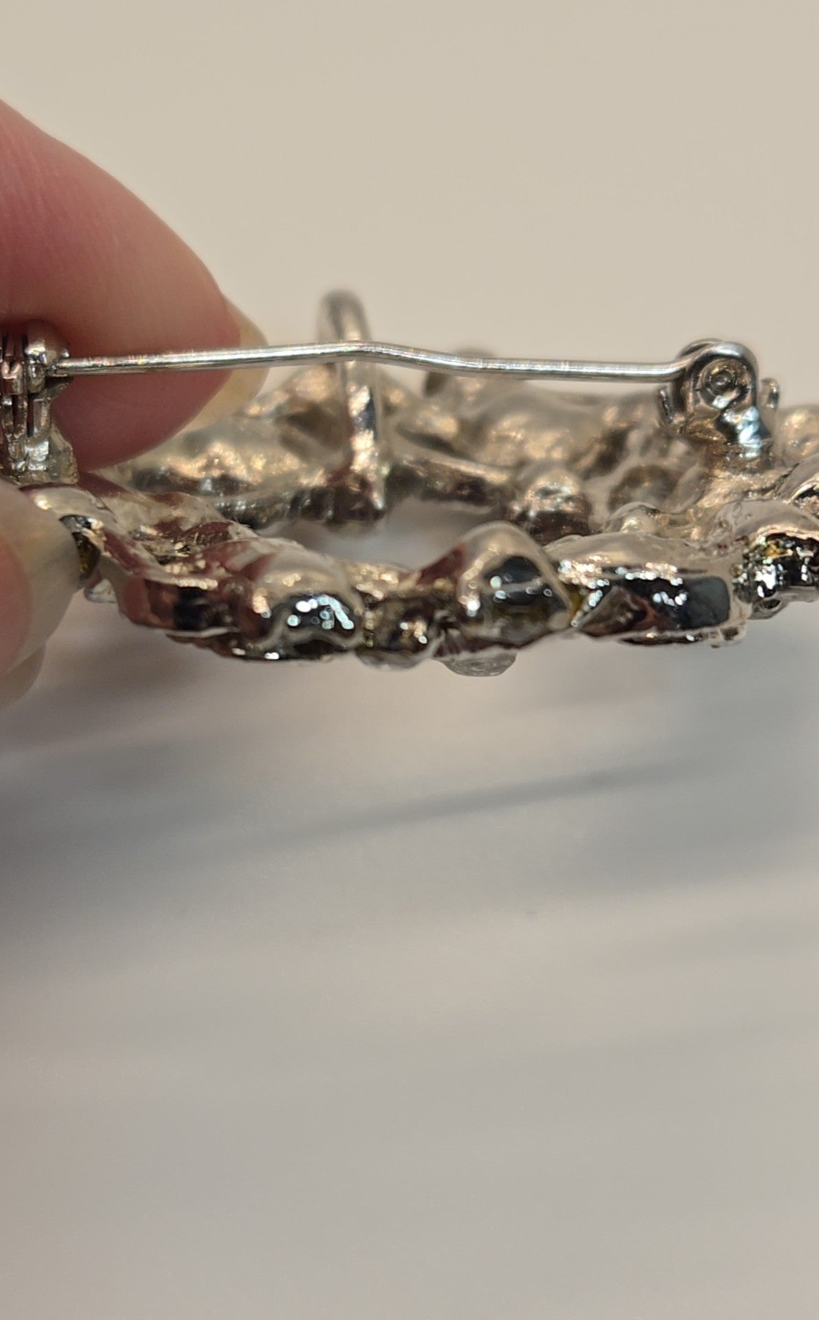 Silver Rhinestone Brooch Pin