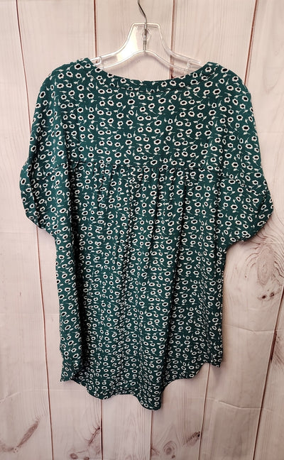 NWT Avenue Women's Size 18 Green Floral Short Sleeve Top