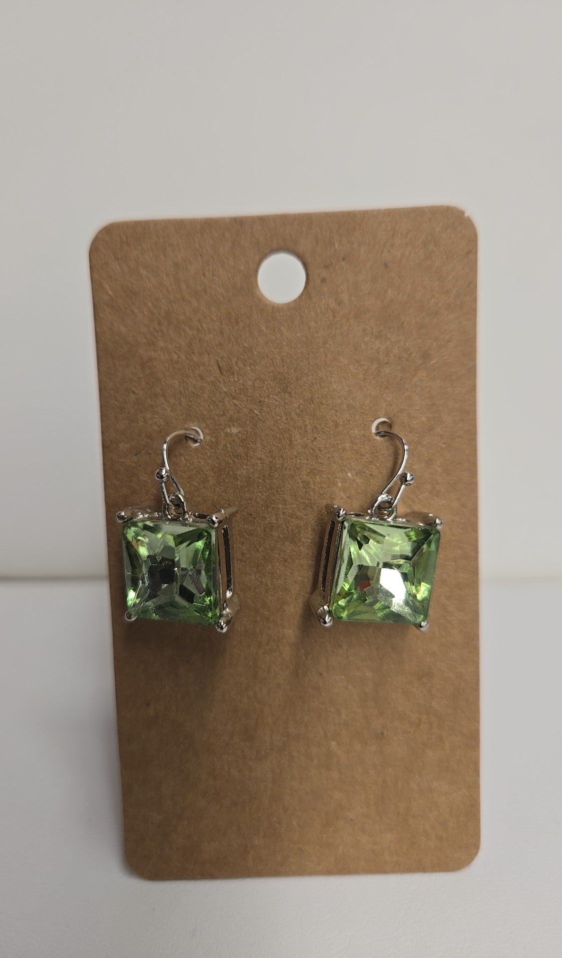 Green Stone Silver Earrings