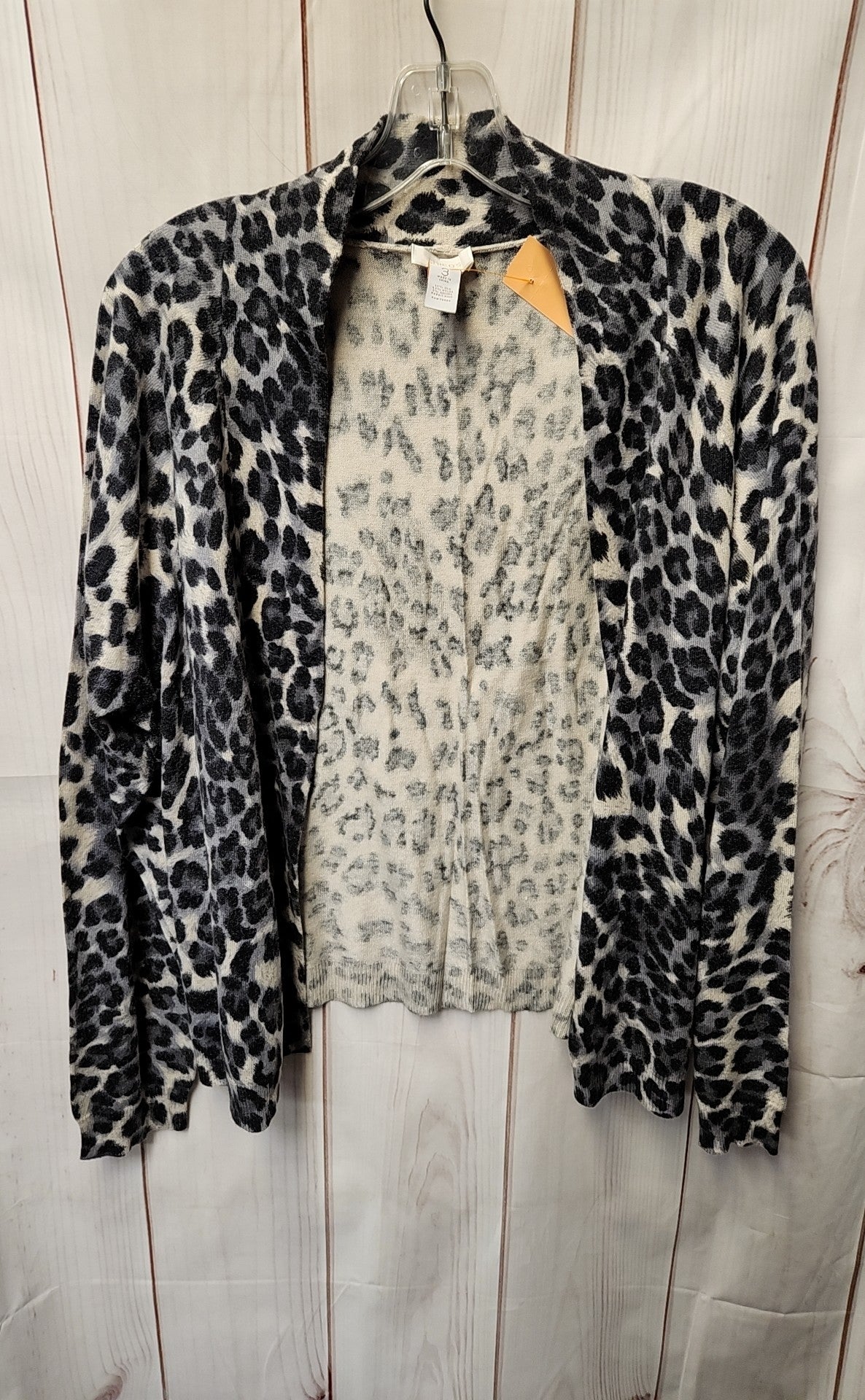 Chico's Women's Size 3 = US XL Gray Animal Print Cardigan
