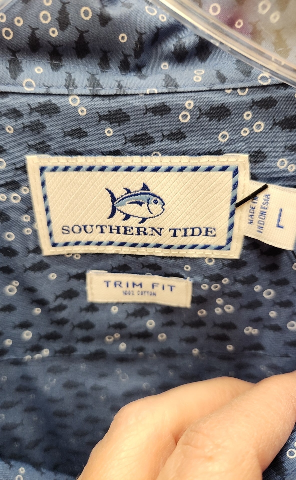 Southern Tide Men's Size L Blue Shirt Button Trim Fit 100% Cotton