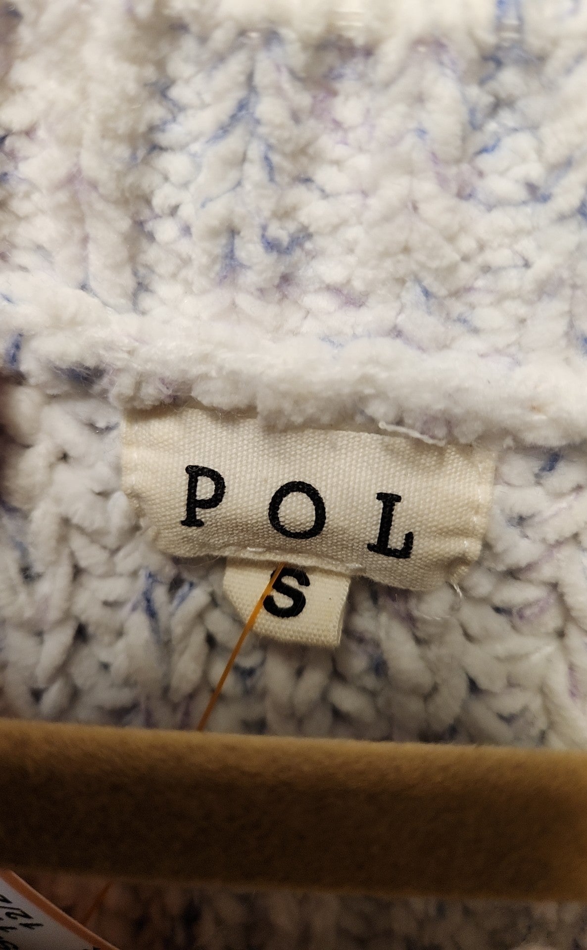 POL Women's Size S White & Purple Sweater