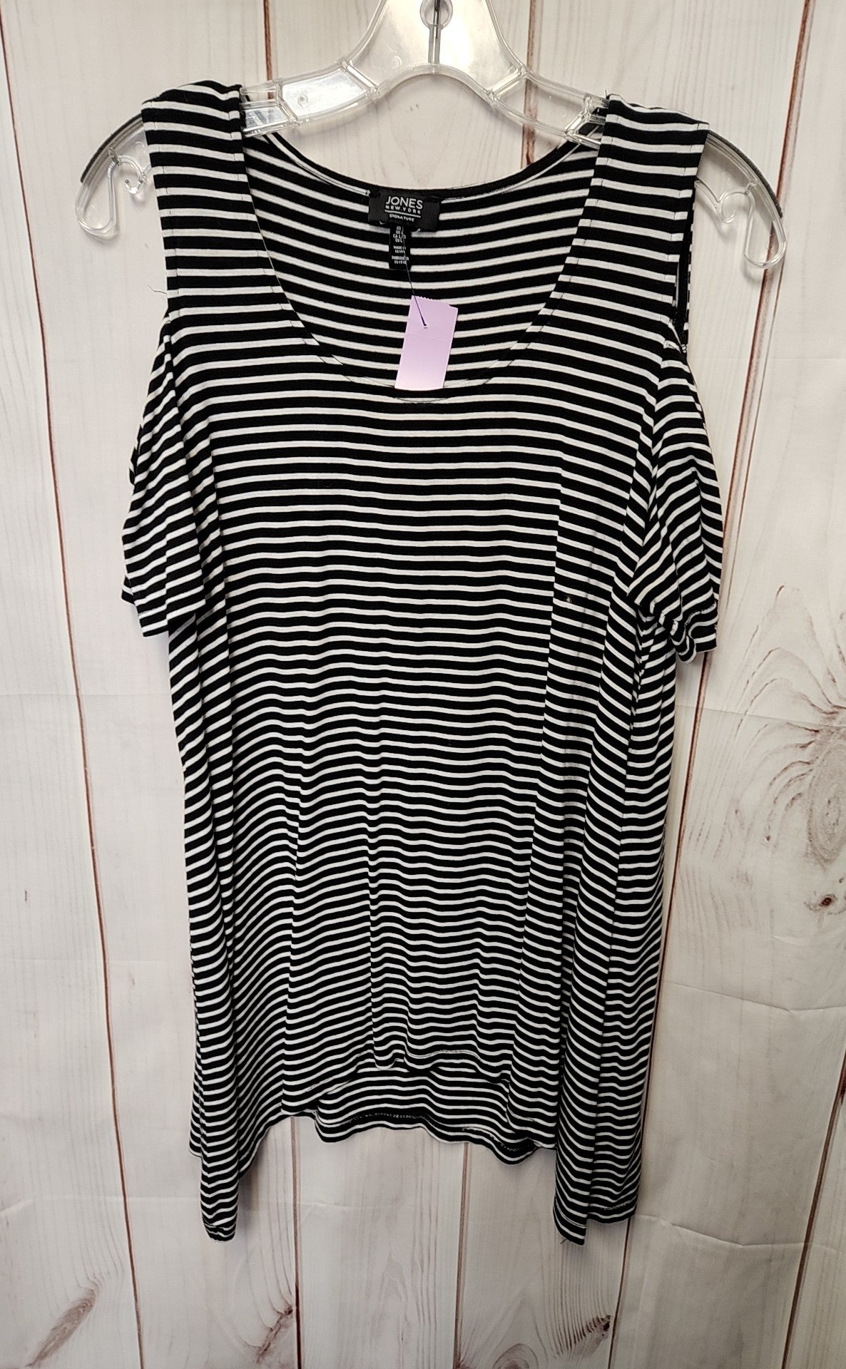 Jones New York Women's Size L Black & White Cold Shoulder Top