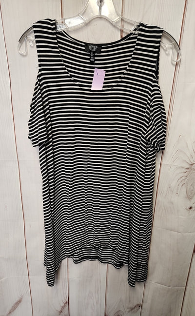 Jones New York Women's Size L Black & White Cold Shoulder Top