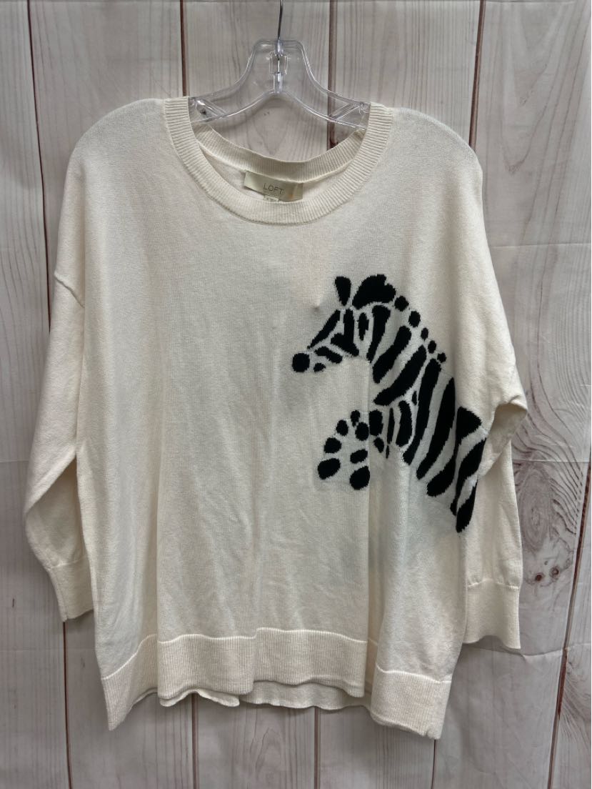 Loft Women's Size XL White Animal Print Sweater