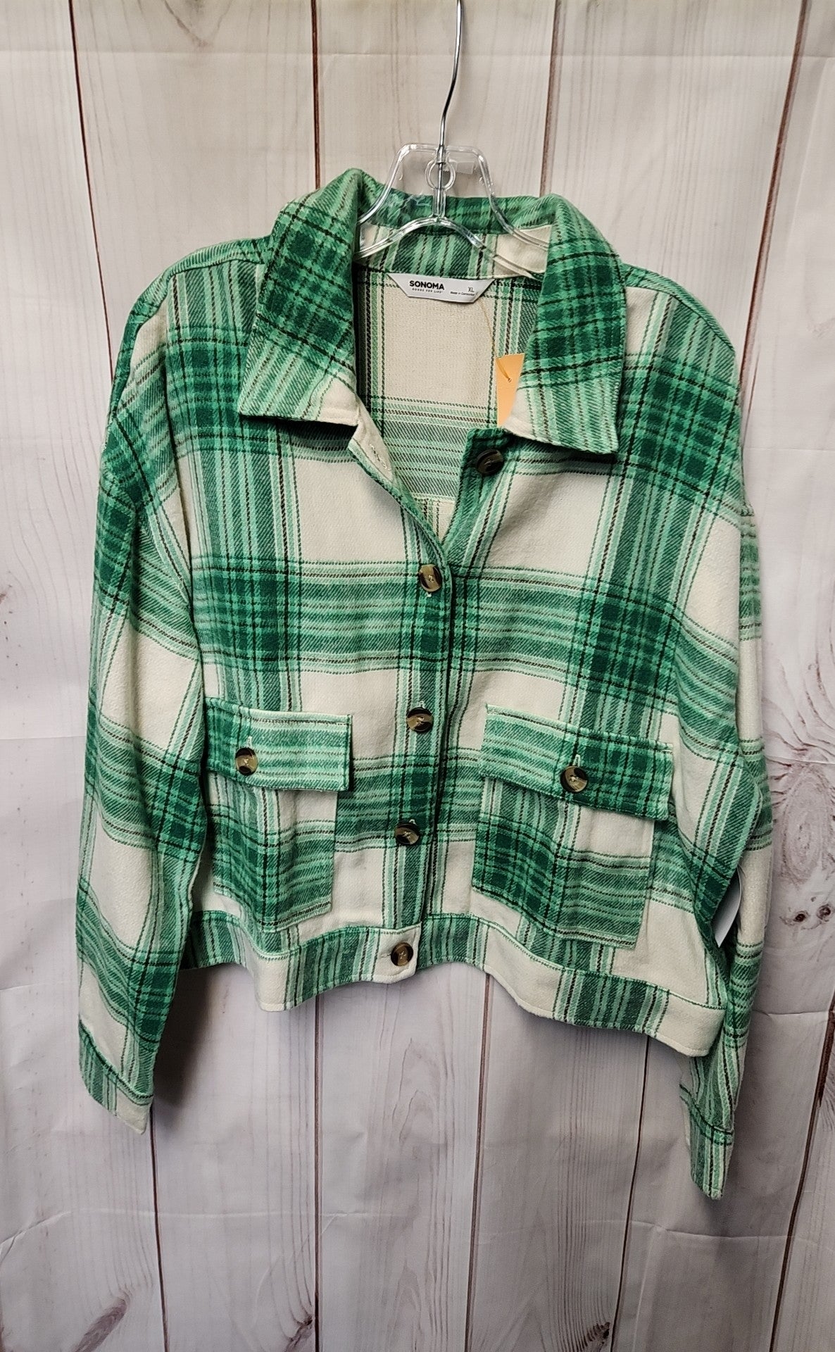 Sonoma Women's Size XL White & Green Shacket