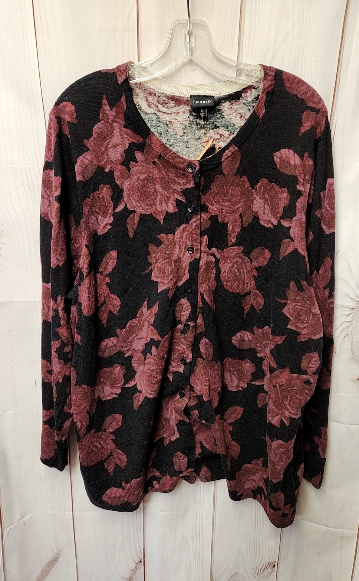 Torrid Women's Size 3 Black & Red Floral Cardigan