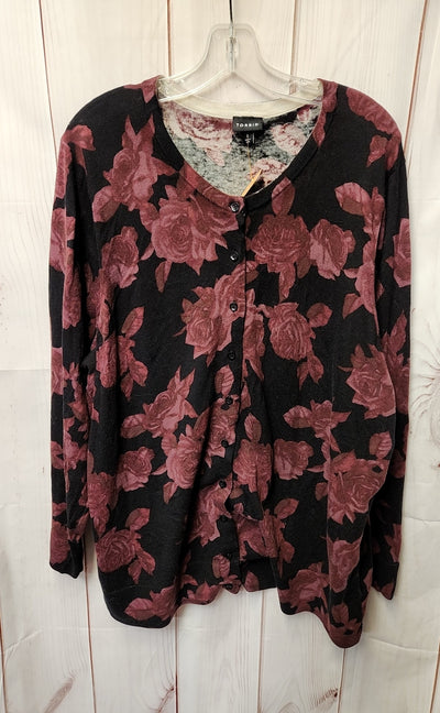 Torrid Women's Size 3 Black & Red Floral Cardigan