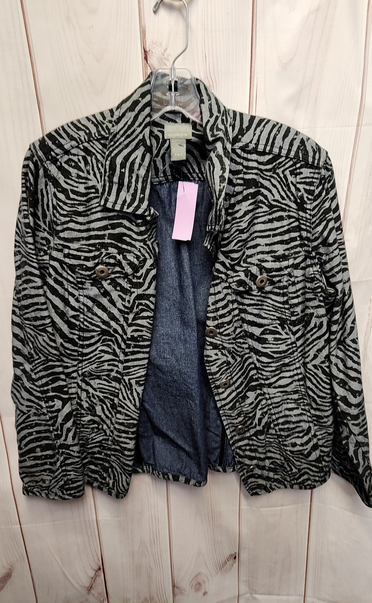 Chico's Women's Size L Gray Animal Print Jacket