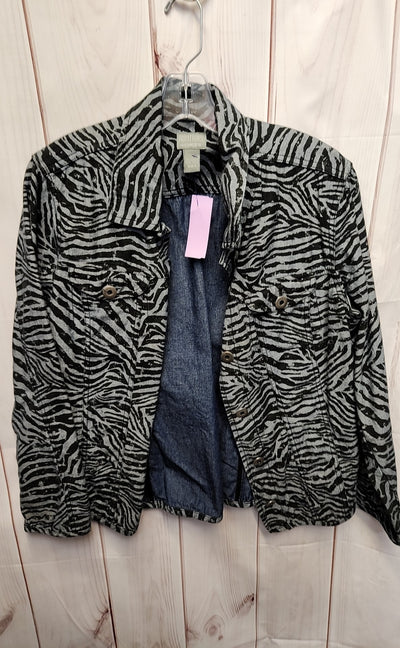 Chico's Women's Size L Gray Animal Print Jacket