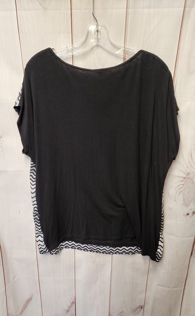 Sunny Leigh Women's Size XL Black & White Short Sleeve Top