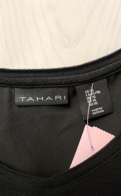 Tahari Women's Size XL Black Short Sleeve Top