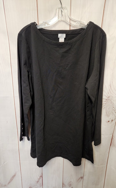 Chico's Women's Size 3 = US XL Black Long Sleeve Top
