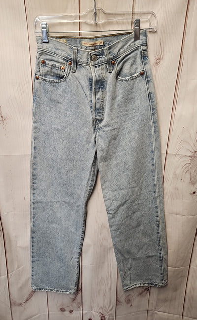 Levis Women's Size 24 (00) Blue Ribcage Straight Ankle Jeans