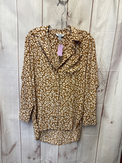 Nine West Women's Size XS Brown Animal Print Long Sleeve Top