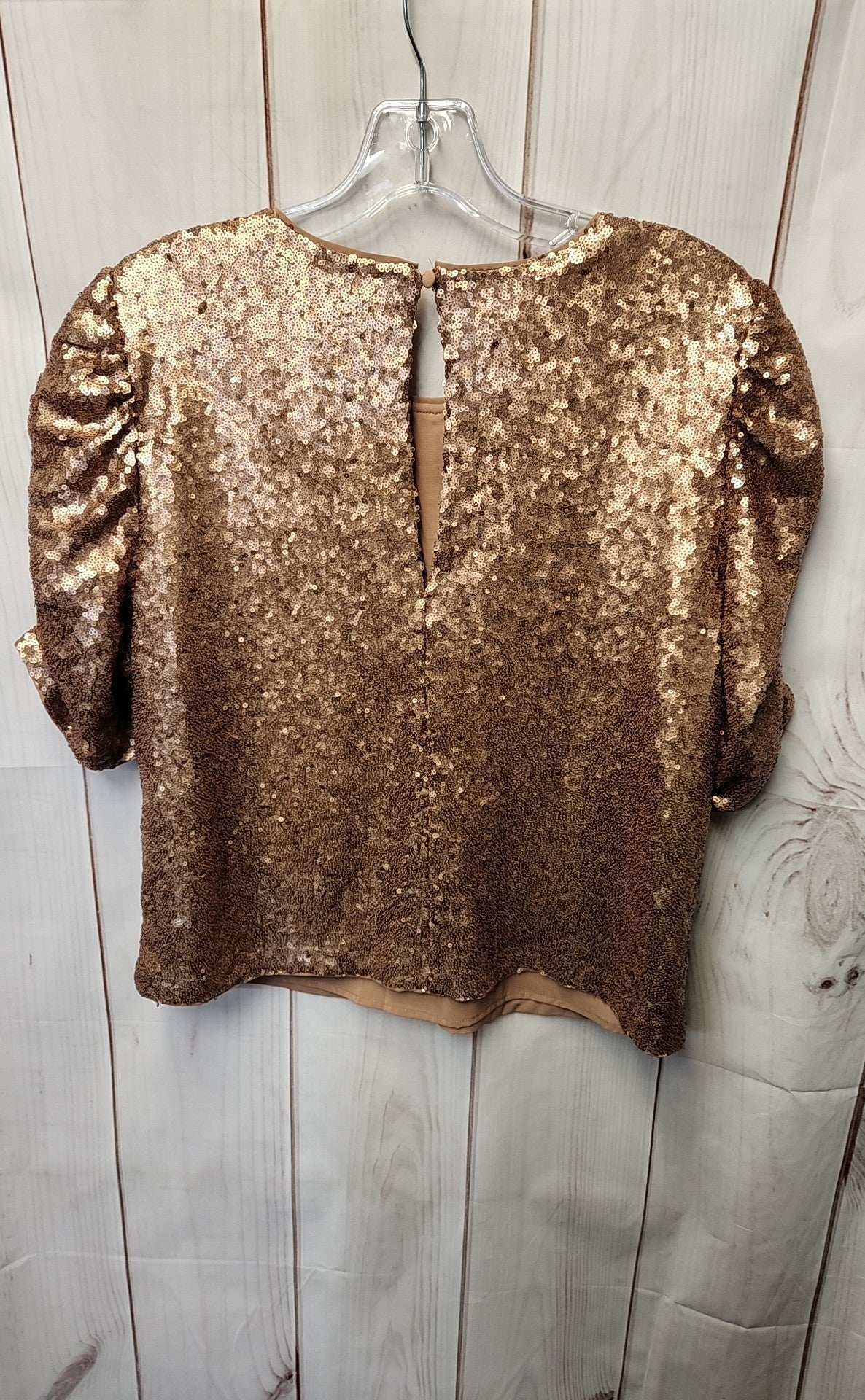 Abercrombie & Fitch Women's Size M Brown Sequined Short Sleeve Top