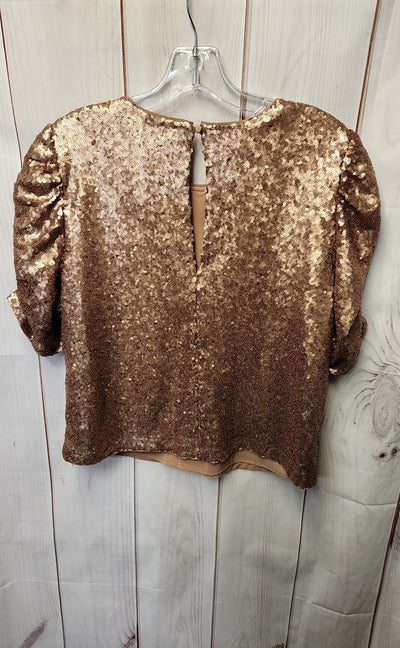 Abercrombie & Fitch Women's Size M Brown Sequined Short Sleeve Top