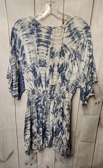 Kori Women's Size M White & Blue Tie Dye Dress