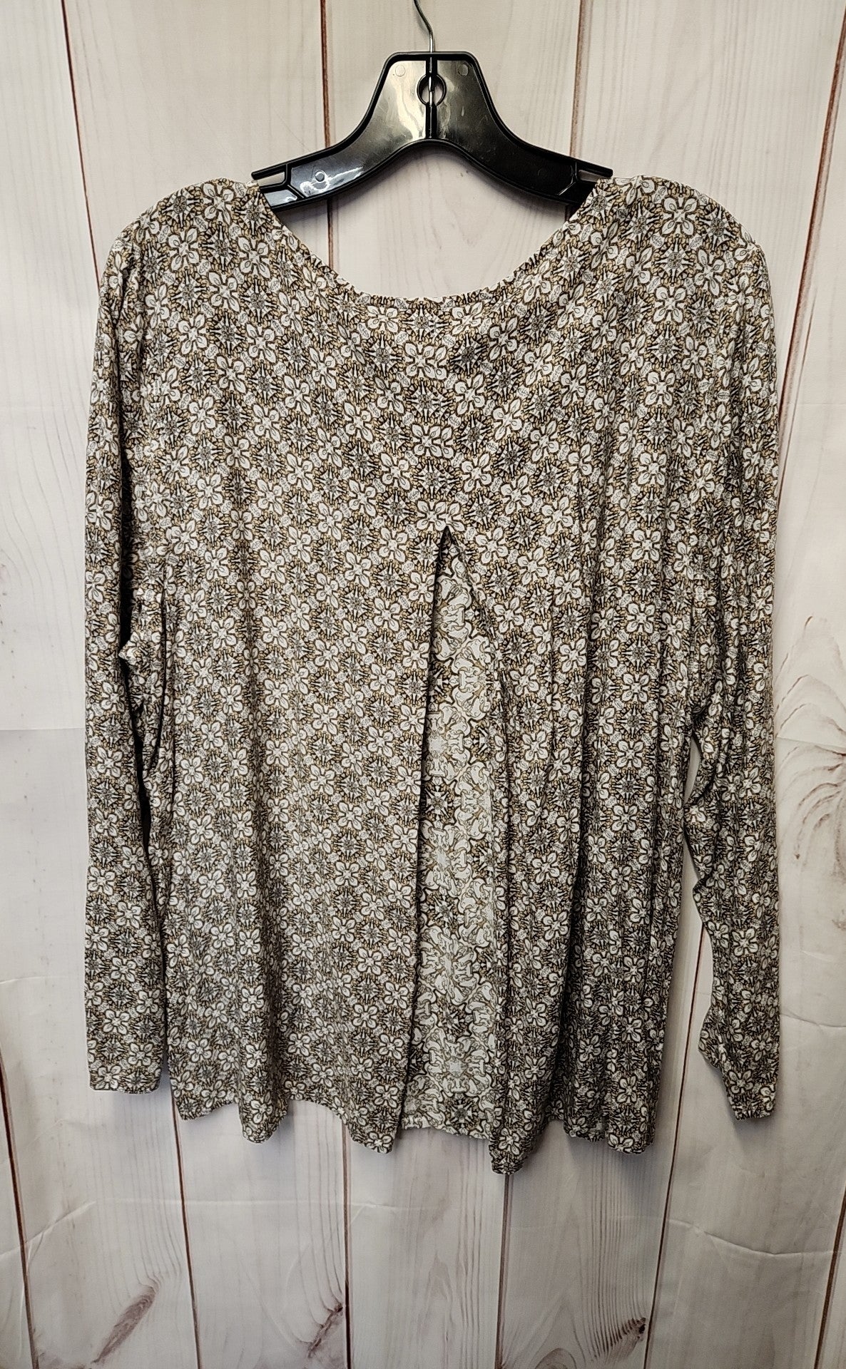 J Jill Women's Size XL Brown Floral Long Sleeve Top