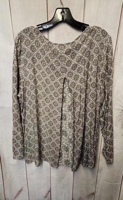 J Jill Women's Size XL Brown Floral Long Sleeve Top