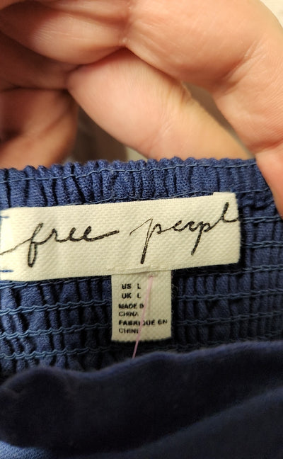 Free People Women's Size L Navy Linen Blend Sleeveless Top
