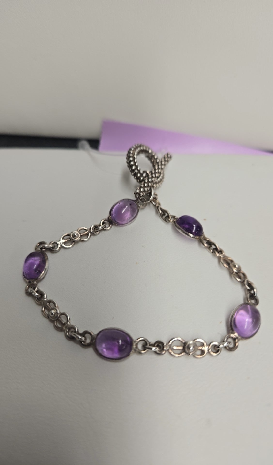 Silver & Purple Stone Bracelet