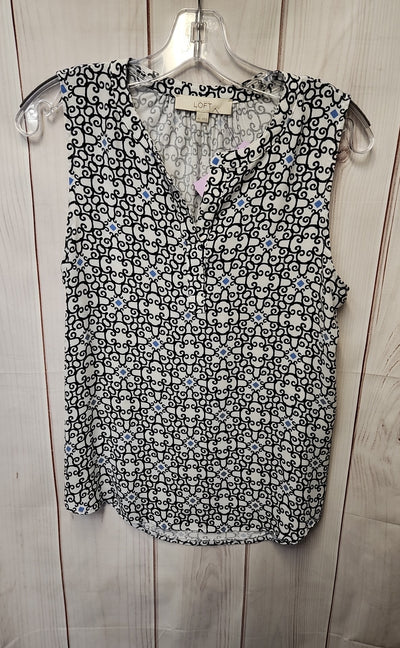 Loft Women's Size XS White & Blue Sleeveless Top