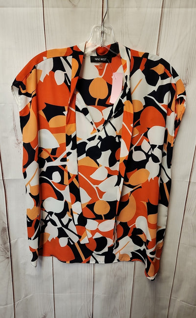 Nine West Women's Size 1X Orange & Blue Floral Sleeveless Top