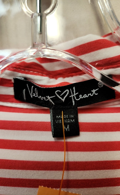 Velvet Heart Women's Size M Pink & White Long Sleeve Top