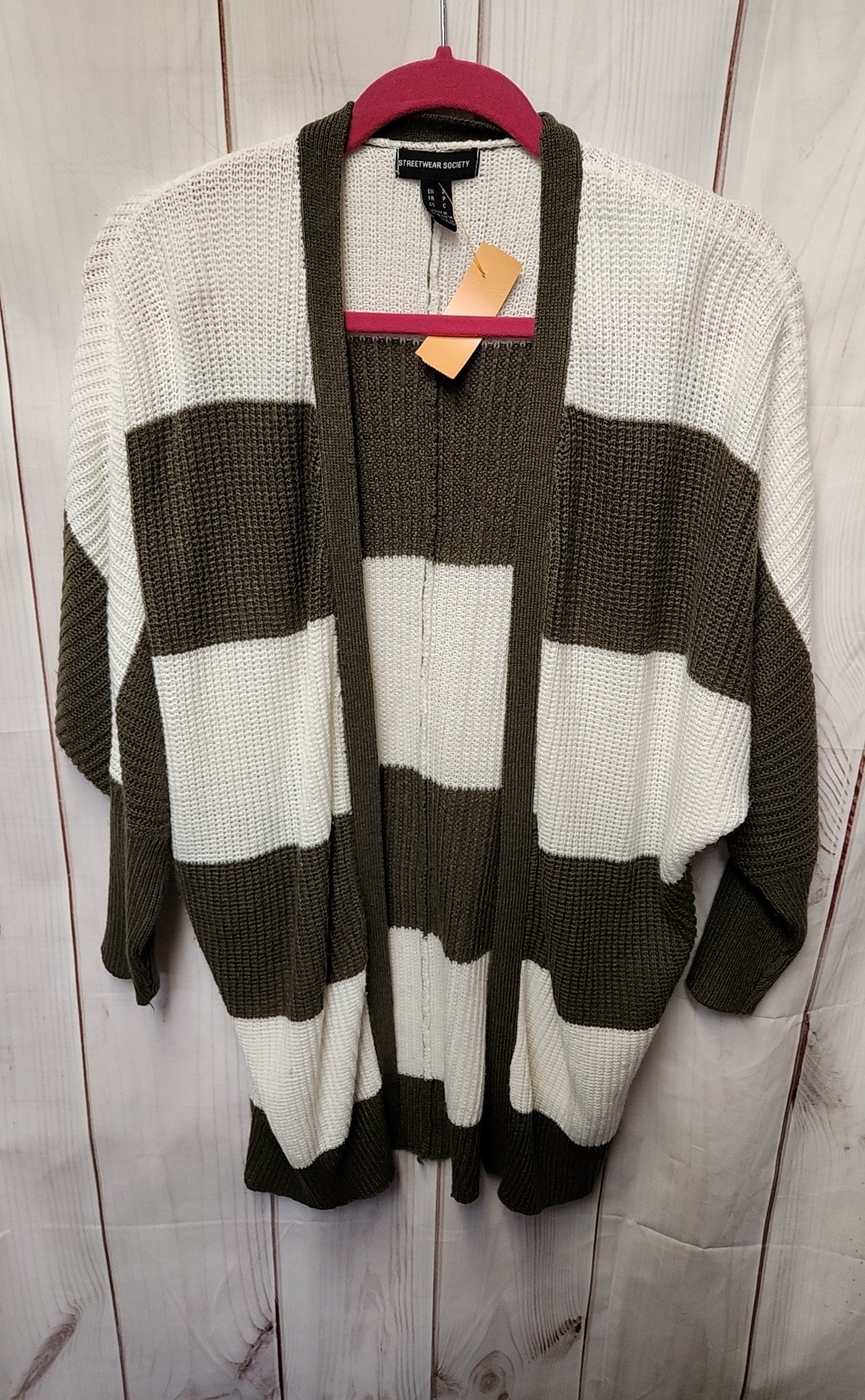 Streetwear Society Women's Size S White & Green Cardigan