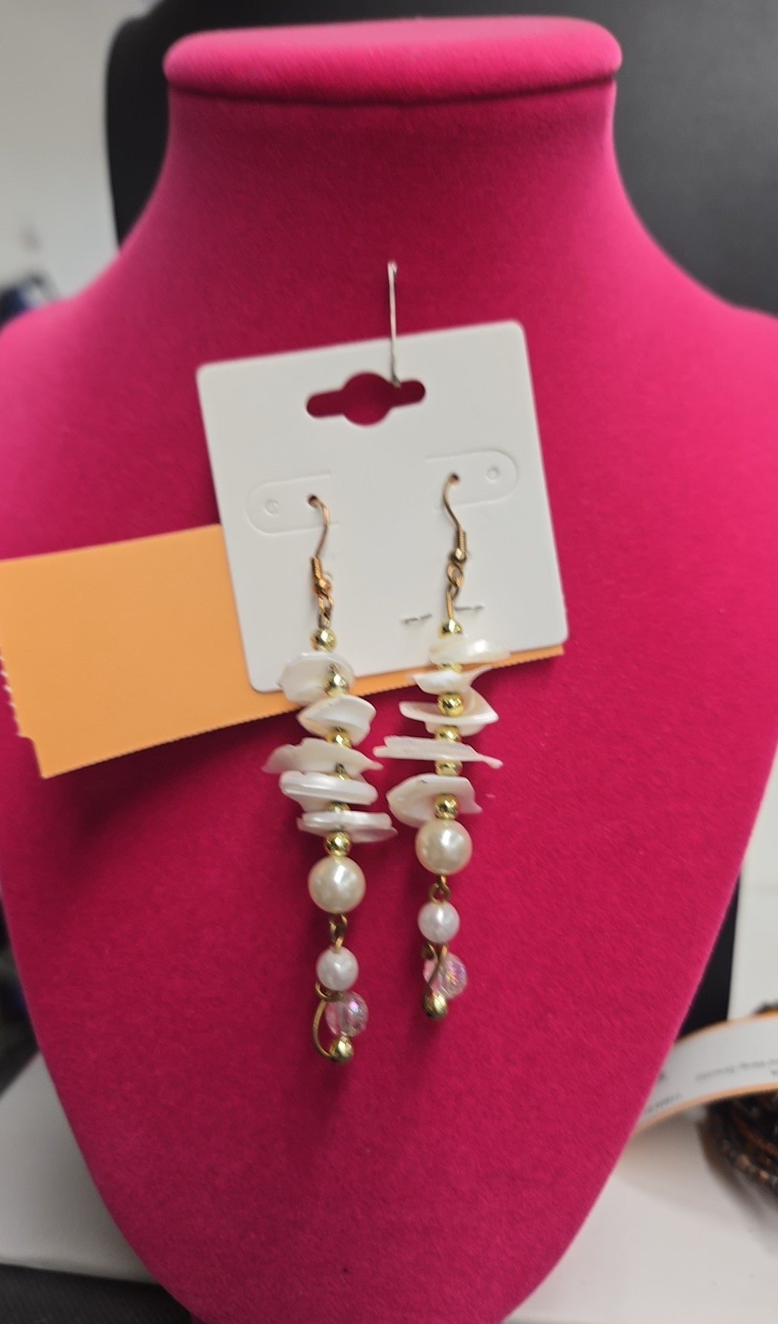 Gold & White Shell Earrings