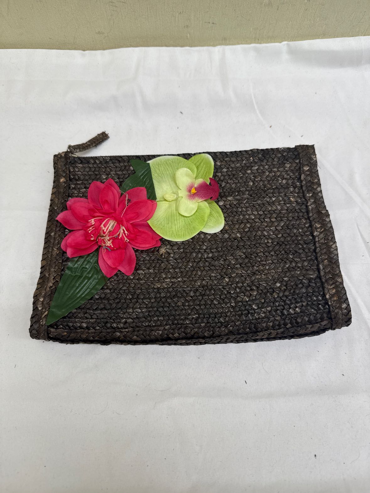Brown Woven Clutch
