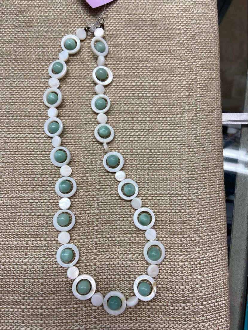 Teal & White Shell Necklace