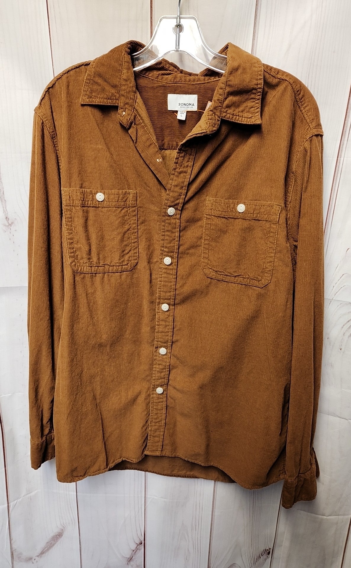 Sonoma Men's Size L Tan Corduroy Shirt