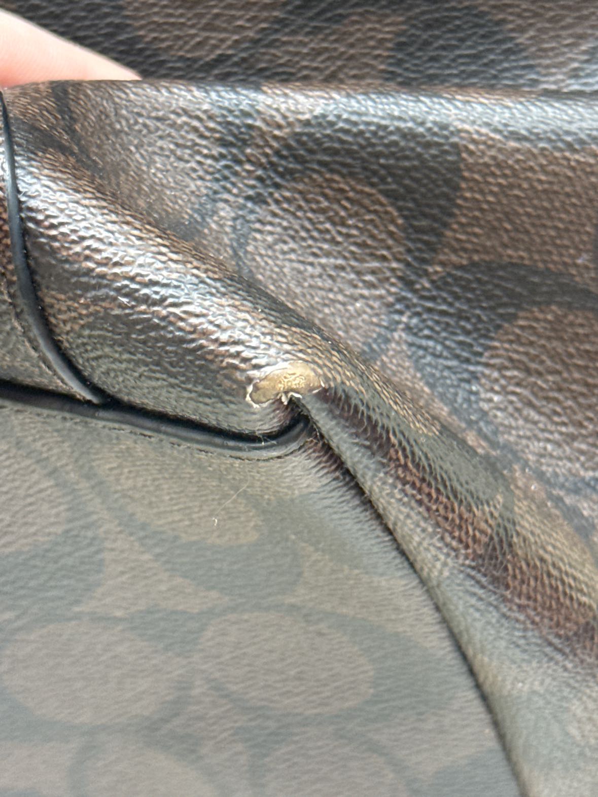 Coach 55064 Brown Sig. Logo Leather Tote Bag AS IS - wear on corners