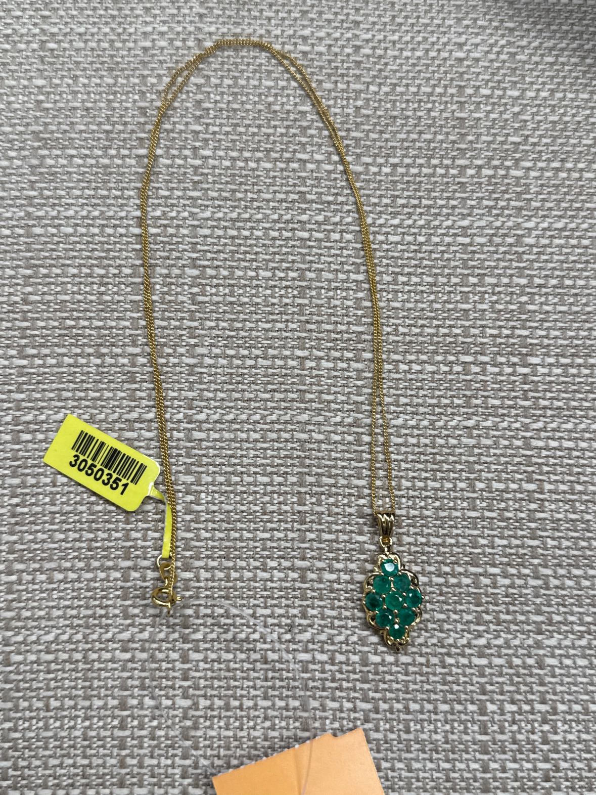 .925 Sterling Silver Gold Tone Green Stones Necklace