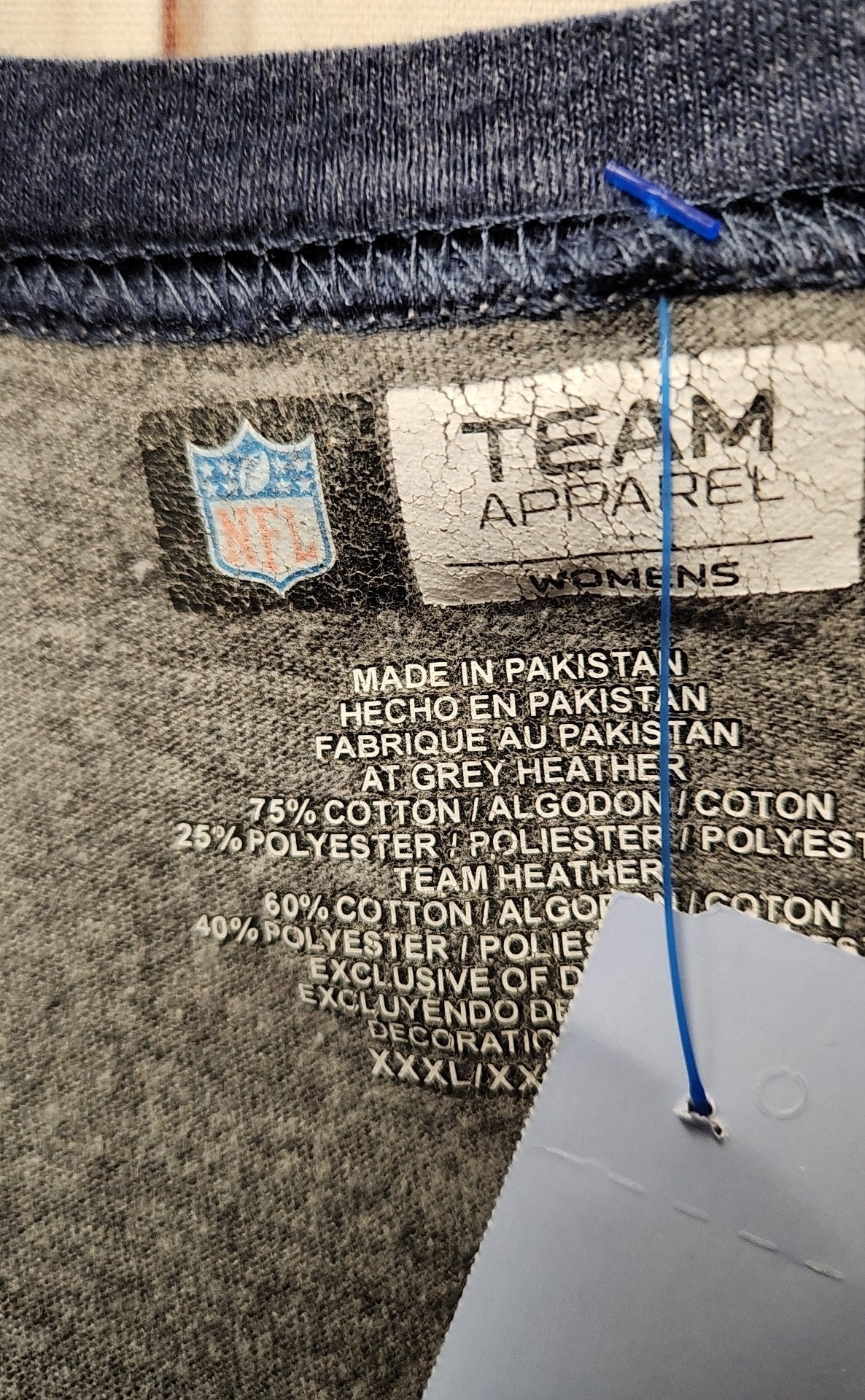 New England Patriots NFL Women's Size XXXL Gray 3/4 Sleeve Top