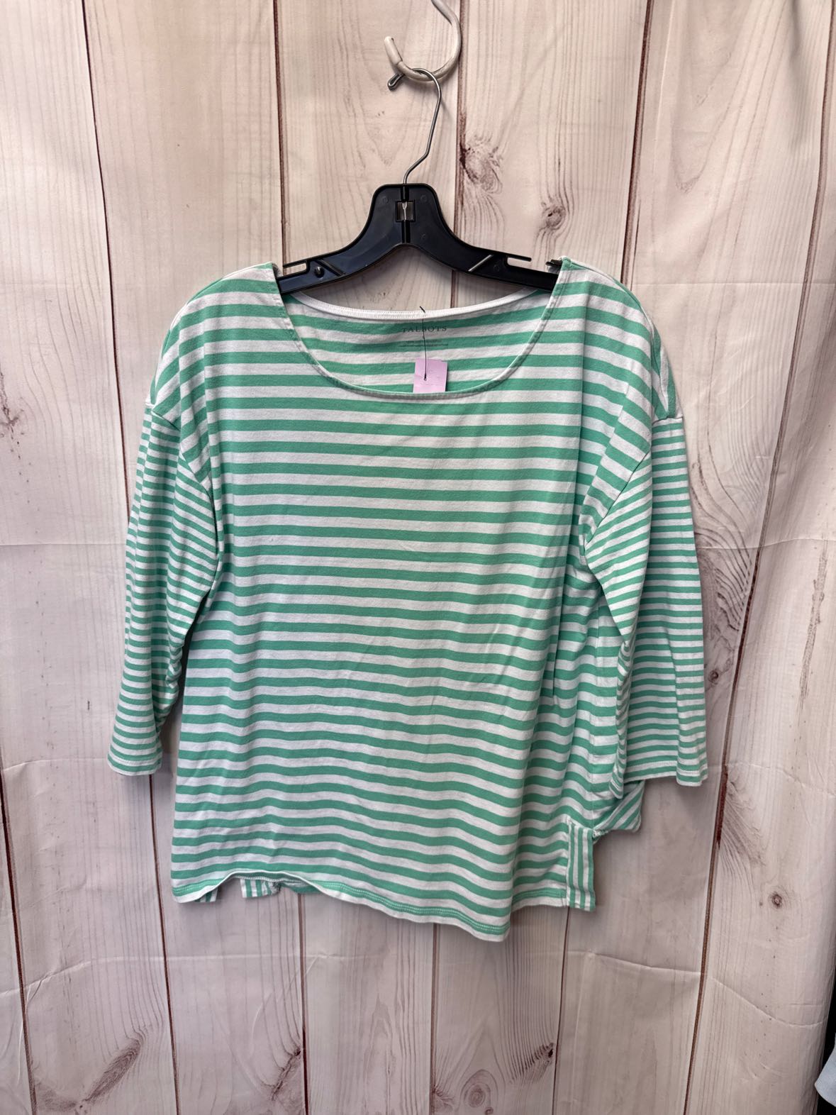Talbots Women's Size L White & Green 3/4 Sleeve Top