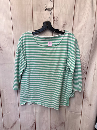 Talbots Women's Size L White & Green 3/4 Sleeve Top