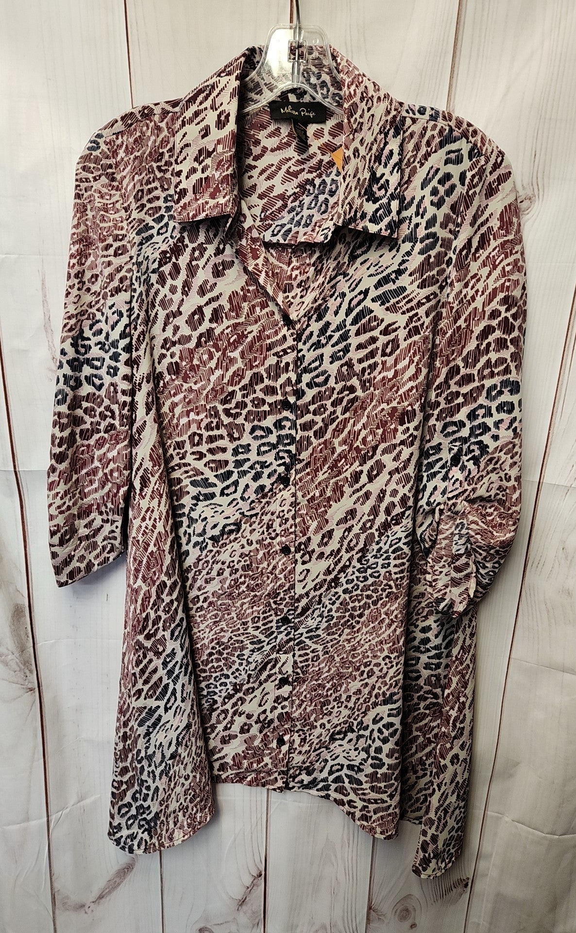 Melissa Paige Women's Size S Purple Animal Print Long Sleeve Top