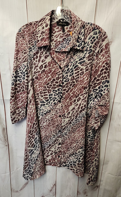 Melissa Paige Women's Size S Purple Animal Print Long Sleeve Top