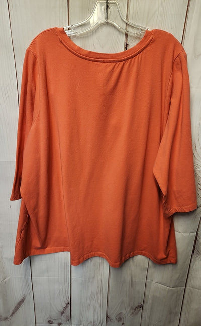 Jessica London Women's Size 2X Coral 3/4 Sleeve Top