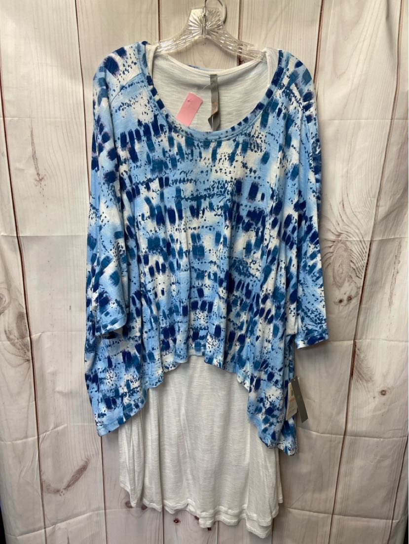 NWT Melissa McCarthy Women's Size 3X Blue Poncho
