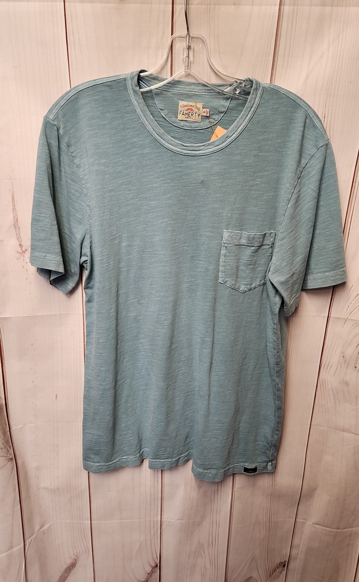 Faherty Men's Size M Turquoise Teal Blue Pocket T-Shirt 100% cotton