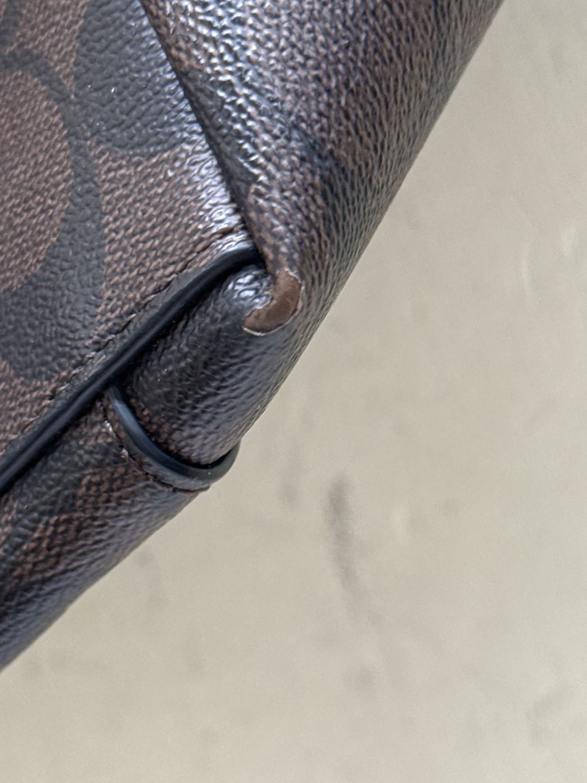 Coach 55064 Brown Sig. Logo Leather Tote Bag AS IS - wear on corners