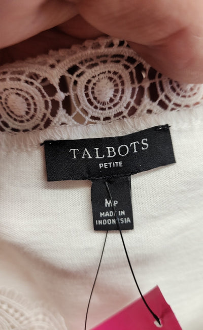 Talbots Women's Size M Petite White Short Sleeve Top NWT